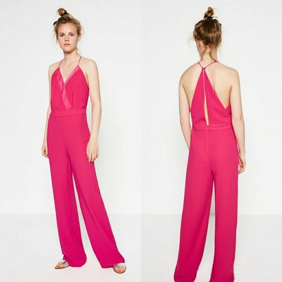 Zara Fuchsia Wide Leg Sleeveless Pink 